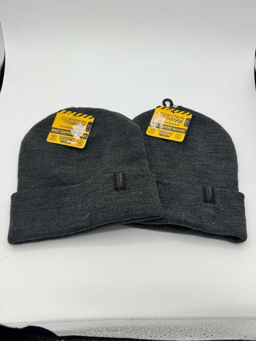 Copper Fit Workgear Knit Cuffed Beanie Heather Gray 2-Pack